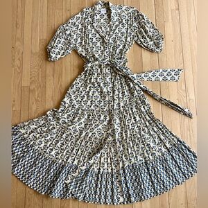 MISA Los Angeles Daniela button down dress in cream floral, size S